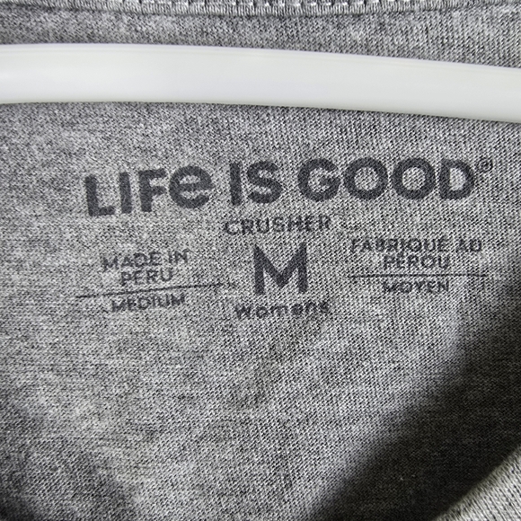 Life Is Good Heather Gray Long Sleeve V-NeckTee Winter Campscape Size M - Picture 5 of 7